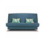 Comfort bultex banquette clic - tissu bleu + coussins d�co jungle - l193 x p95 x h101 - mona