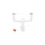 Double siphon pour vier avec vannes