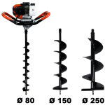 Gt garden - tari�re thermique 52 cm3, 3 cv + lot de 3 m�ches (80, 150 et 250 mm)