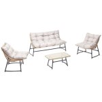 Concept - usine - guahana - salon de jardin avec canapé, fauteuils et table basse rectangulaire beige ... Concept - usine - guahana - salon de jardin avec canapé, fauteuils et table basse rectangulaire beige ...