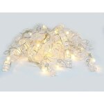 Guirlande led de 5 mtres avec 40 pinces  linges transparentes blanc chaud