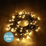 Guirlande lumineuse 12m intrieur et extrieur 100 leds blanc chaud - guirlande lumineuse sapin cable ...