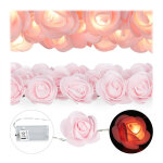 Guirlande lumineuse de 20 roses led,  piles pour mariages, st valentin, lumire chaude, rose - relaxdays ...