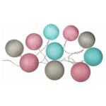 Guirlande lumineuse boule 10 pcs  piles 6cm - rose / bleu silumen