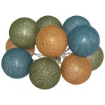 Guirlande lumineuse boule 10 pcs  piles 6cm - vert / orange silumen