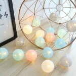 Guirlande lumineuse boule coton, interieur decoration nol deco, 3m 20er led globe light, fille, princesse, ...