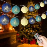 Guirlande lumineuse boule coton led usb, 3 m 20 led 8 modes avec tlcommande minuterie, pour dcoration ...
