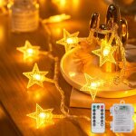Guirlande lumineuse �toile, guirlande lumineuse 6m 40 led avec t�l�commande, aliment�e par batterie, ...