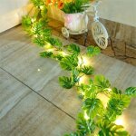 Guirlandes lumineuses led � piles avec feuilles de tortue, d�coration de table de mariage, jungle, f�te ...