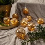 Guirlande lumineuse de nol  piles  glitter  de star trading, 10 boules led dores en verre paillet, ...