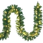 Guirlande de nol lumineuse dcoration en sapin artificiel avec lumires blanc chaud pour porte fentre ...