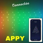 Guirlande stalactite connect�e h90cm 4m appy 125 led rgb avec application bluetooth lotti