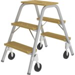 Gnzburger steigtechnik - munk, escabeau en tube d'acier avec marches en bois, avec 4