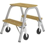 Gnzburger steigtechnik - munk, escabeau en tube d'acier avec marches en bois, avec 4