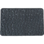 Tapis de bain galet � m�moire de forme gris 50x80cm
