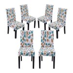 L&h - cfcahl - 6 pieces housse de chaise extensible noir blanche gris motif feuilles colorées, pour mariage, ... L&h - cfcahl - 6 pieces housse de chaise extensible noir blanche gris motif feuilles colorées, pour mariage, ...
