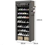L&h - cfcahl - meuble chaussure 60 x 30 x 160 cm, armoire chaussures gris, tagre  chaussures, en tissu ...