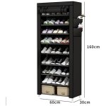 Meuble chaussure 60 x 30 x 160 cm, armoire chaussures noir, Étagère à chaussures, en tissu à 10 niveaux, ... Meuble chaussure 60 x 30 x 160 cm, armoire chaussures noir, Étagère à chaussures, en tissu à 10 niveaux, ...