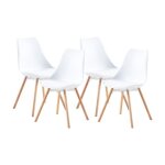 Lot de 4 chaises de salle � manger rembourr�es avec pieds en bois de h�tre massif pour salle � manger, ...
