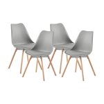 Lot de 4 chaises de salle � manger rembourr�es avec pieds en bois de h�tre massif pour salle � manger, ...