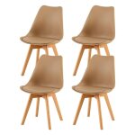Lot de 4 chaises salle � manger scandinaves, chaises cuisine design avec coussin, bois de h�tre massif ...