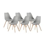 Lot de 6 chaises de salle � manger rembourr�es avec pieds en bois de h�tre massif pour salle � manger, ...