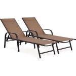 Lot de 2 bains de soleil en m�tal  farniente  - taupe