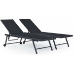 Lot de 2 bains de soleil textil�ne aluminium  jolia  - gris fonc� / noir