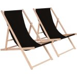 Habitat et jardin ? lot de 2 transats en bois chilienne pliables ? dimensions l107 x l56. 5 x h81 cm ...
