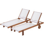 Habitat et jardin - lot de 2 bains de soleil en bois exotique 'saïgon' - maple - ecru Habitat et jardin - lot de 2 bains de soleil en bois exotique 'saïgon' - maple - ecru