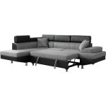 Habitat et jardin - canap d'angle convertible 'sophia luxe' - 265 x 190. 5 x 80 / 91 cm - noir / gris ...