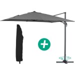 Habitat et jardin - parasol jardin dport alu 'sun 3' - carr - 3 x 3 m - gris + housse de protection ...