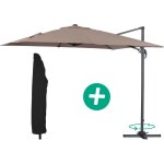 Habitat et jardin - parasol jardin dport alu 'sun 3' - carr - 3 x 3 m - taupe + housse de protection ...