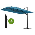 Habitat et jardin - parasol jardin d�port� alu 'sun 4' - rectangle - 3 x 4 m - bleu + housse de protection ...