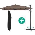 Parasol jardin d�port� alu  sun 4  - rectangle - 3 x 4 m + housse de protection - taupe