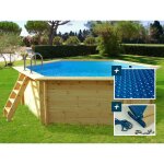 Piscine bois  hawai  - 4. 10 x 1. 20 m + bche  bulles 180 + bche hiver 280 gr / m