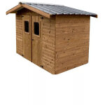 Habrita - abri de jardin bois foresta the2420. 02t therma double pente 7, 04m2 brun dor� sans plancher ...