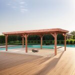 Altona - habrita carport ombra - 4, 04 x 7, 54 m - sapin du nord contrecoll� - 6 poteaux - toit bac acier ...