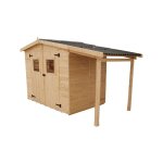 Habrita - abri en panneaux 16 mm avec plancher (5, 04 m2) et bcher (2, 08 m2) - ed2416. 01b