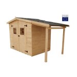 Habrita - abri en panneaux 16 mm avec plancher (5, 04 m2) et bûcher (2, 08 m2) - ed2416. 01b Habrita - abri en panneaux 16 mm avec plancher (5, 04 m2) et bûcher (2, 08 m2) - ed2416. 01b