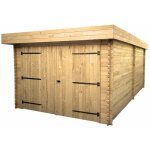 Habrita - garage dorna toit plat 21, 45 m² ? Épicéa massif 28 mm ? bac acier ? sans plancher Habrita - garage dorna toit plat 21, 45 m² ? Épicéa massif 28 mm ? bac acier ? sans plancher