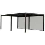 Habrita - pergola bioclimatique xxl + 2 rideaux manuels pour c�t� 5, 98 m - 21, 52 m2 - alu