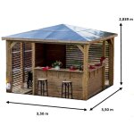 Pool house blueterm en bois 12. 32 m� - 2 parois ventelles et 2 comptoirs, pose sans