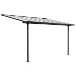 Habrita ? toit terrasse en aluminium gris anthracite ? panneaux polycarbonate 6 mm anti - uv ? dimensions ...