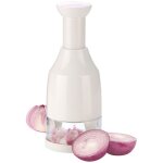 Hachoir � oignons pratique en acier inoxydable et plastique blanc