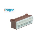 Bornier phase sans vis 17x4mm2 + 5x25mm2 hager kn22p