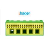 Bornier de terre sans vis 17x4 mm² + 5x25 mm² hager kn22e Bornier de terre sans vis 17x4 mm² + 5x25 mm² hager kn22e