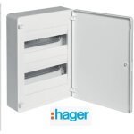 Coffret �lectrique montage saillie 24 modules 2 rang�es + porte pleine couleur blanc hager vs212p