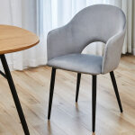 Svita - hailey lot de 2 chaises de salle � manger fauteuil de cuisine rembourr� velours gris