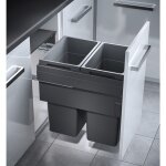 Poubelle de cuisine tri slectif 2 bacs encastrable 80l (38 + 38) hailo euro cargo anthracite
